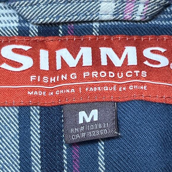 Simms Women's Size Medium Blue/Pink Plaid Long Sleeve Button Down Collared Shirt - Picture 3 of 6